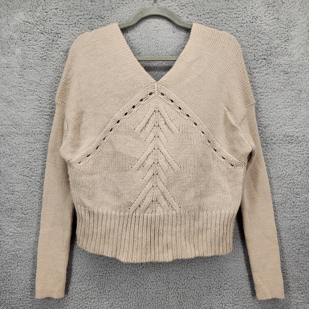 Sita Murt Beige Knit V Neck Sweater‎ Top Women Size 38 Wool Alpaca Blend